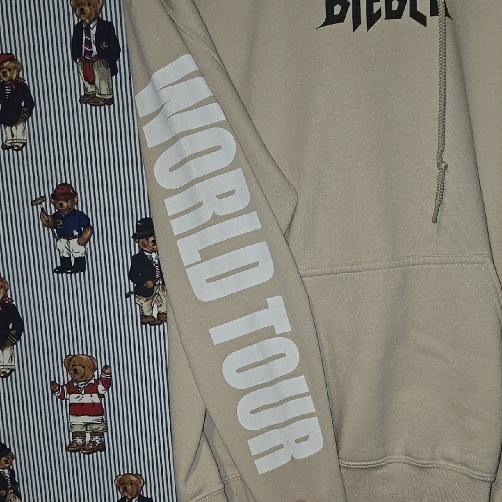 Beige Bieber World Tour Hoodie Purpose Tour Adult Medium - Picture 3 of 8
